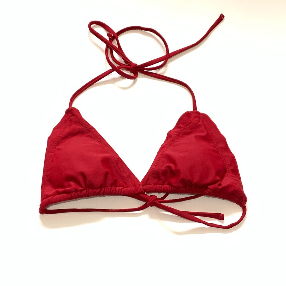 SHEIN Red Triangle Halter Bikini Top